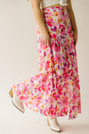 The Ruston Button Detail Maxi Skirt in Pink