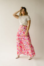The Ruston Button Detail Maxi Skirt in Pink
