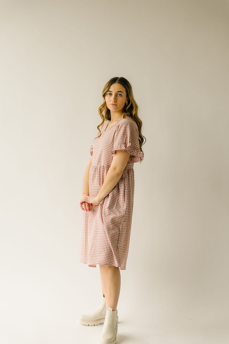 The Atwood Ruffle Sleeve Dress in Mauve