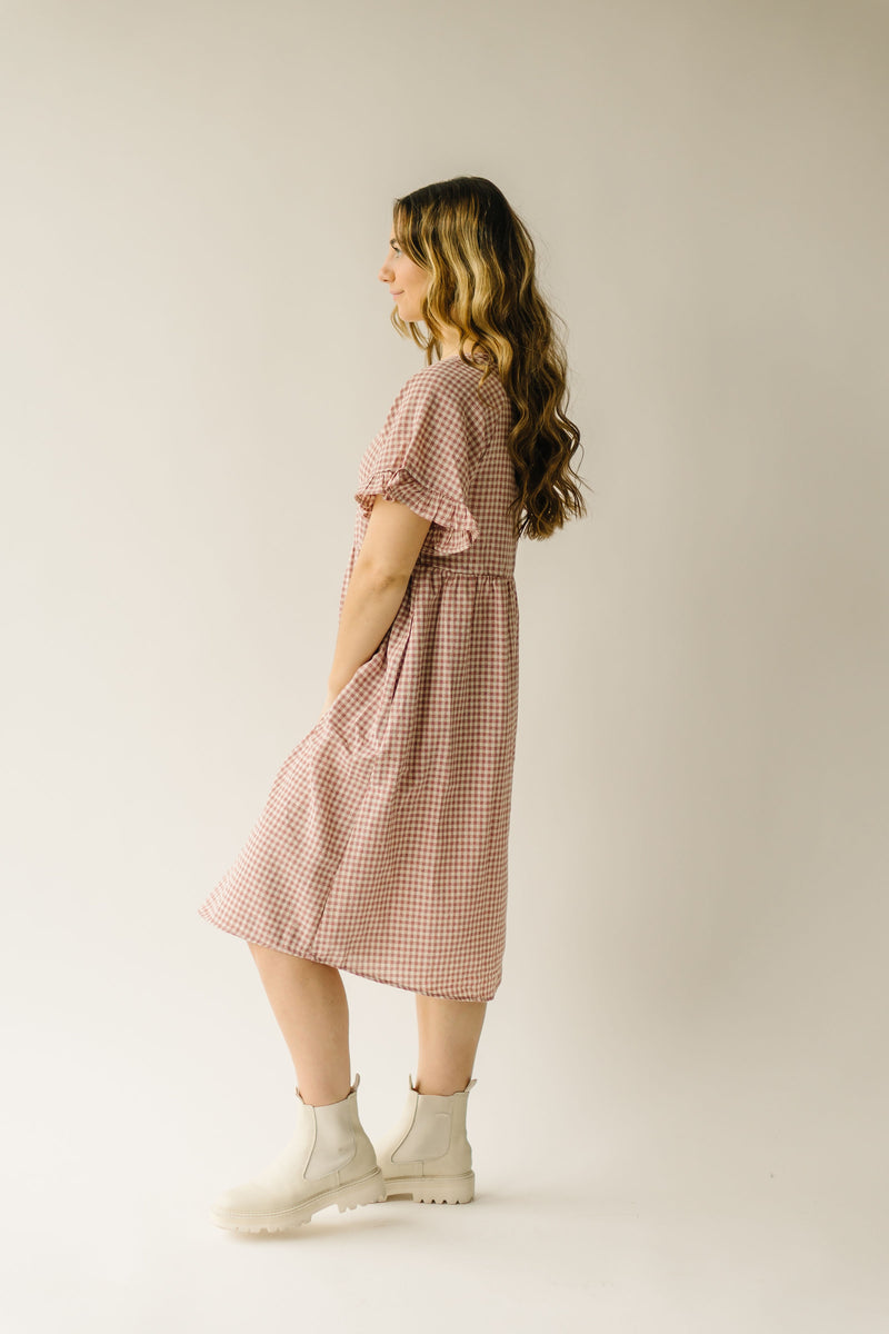 The Atwood Ruffle Sleeve Dress in Mauve