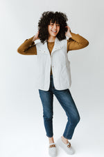The Kent Quilted Button-Up Vest in White