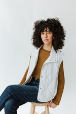 The Kent Quilted Button-Up Vest in White