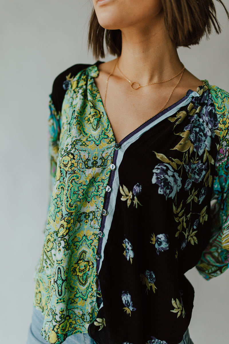 Free People: Gemini Blouse in Dark Night Combo