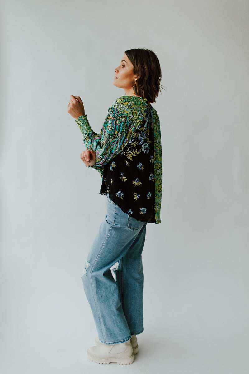 Free People: Gemini Blouse in Dark Night Combo