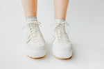 SOREL: Women's ONA™ 503 Knit Mid Sneaker in Chalk + Sea Salt