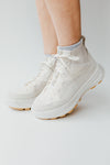 SOREL: Women's ONA™ 503 Knit Mid Sneaker in Chalk + Sea Salt