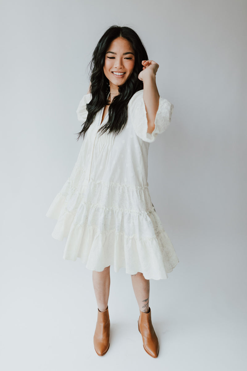 The Braidwood V-Neck Dress in Cream