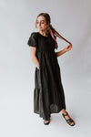 The Vivian Tiered Midi Dress in Black