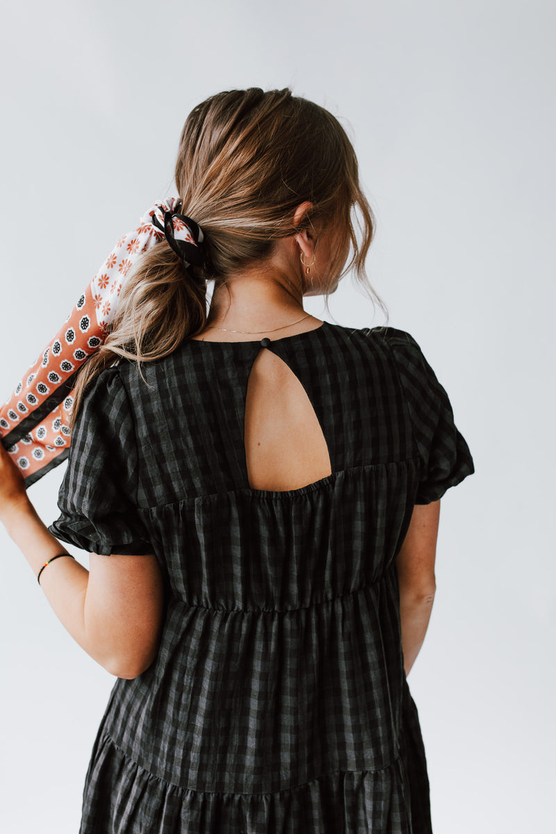 The Vivian Tiered Midi Dress in Black