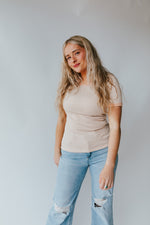The Felipa Round Neck Stripe Tee in Clay