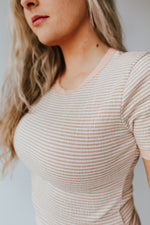 The Felipa Round Neck Stripe Tee in Clay