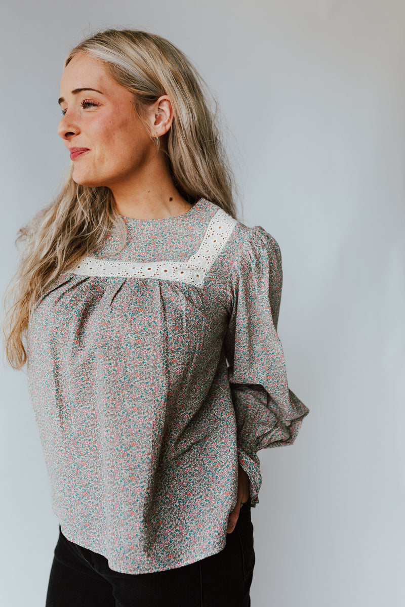 The Clarice Lace Detail Blouse in Floral Multi