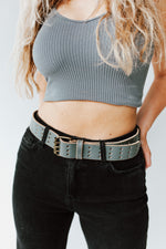 Free People: We The Free Triple Threat Leather Belt in Pine
