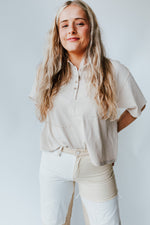 The Mollen Button-Up Tee in Khaki