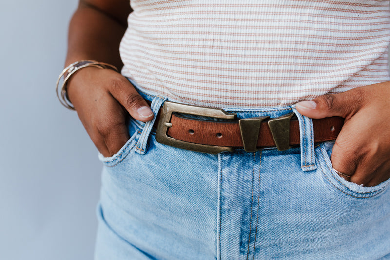 Free People: We The Free Parker Leather Belt in Cognac