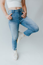 Denim: Valencia High Rise Crop Straight Jean in Medium Blue
