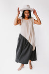 The Andreas Colorblock Maxi Dress in Cream + Midnight