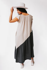 The Andreas Colorblock Maxi Dress in Cream + Midnight