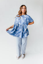 Free People: Moon City Printed Tee in Chambray Combo