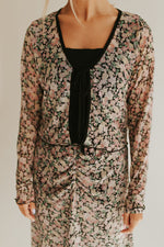 The Angelina Floral Tie Layering Blouse in Black