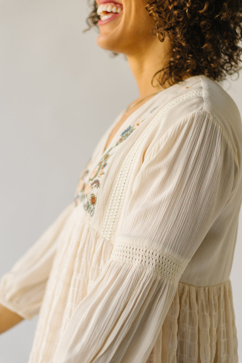 The Pascal Embroidered Dress in Cream