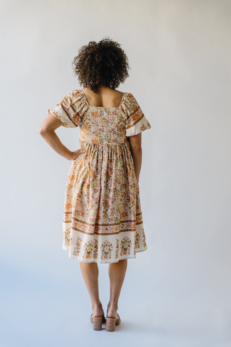 The Brilee Patterned Midi Dress in Natural