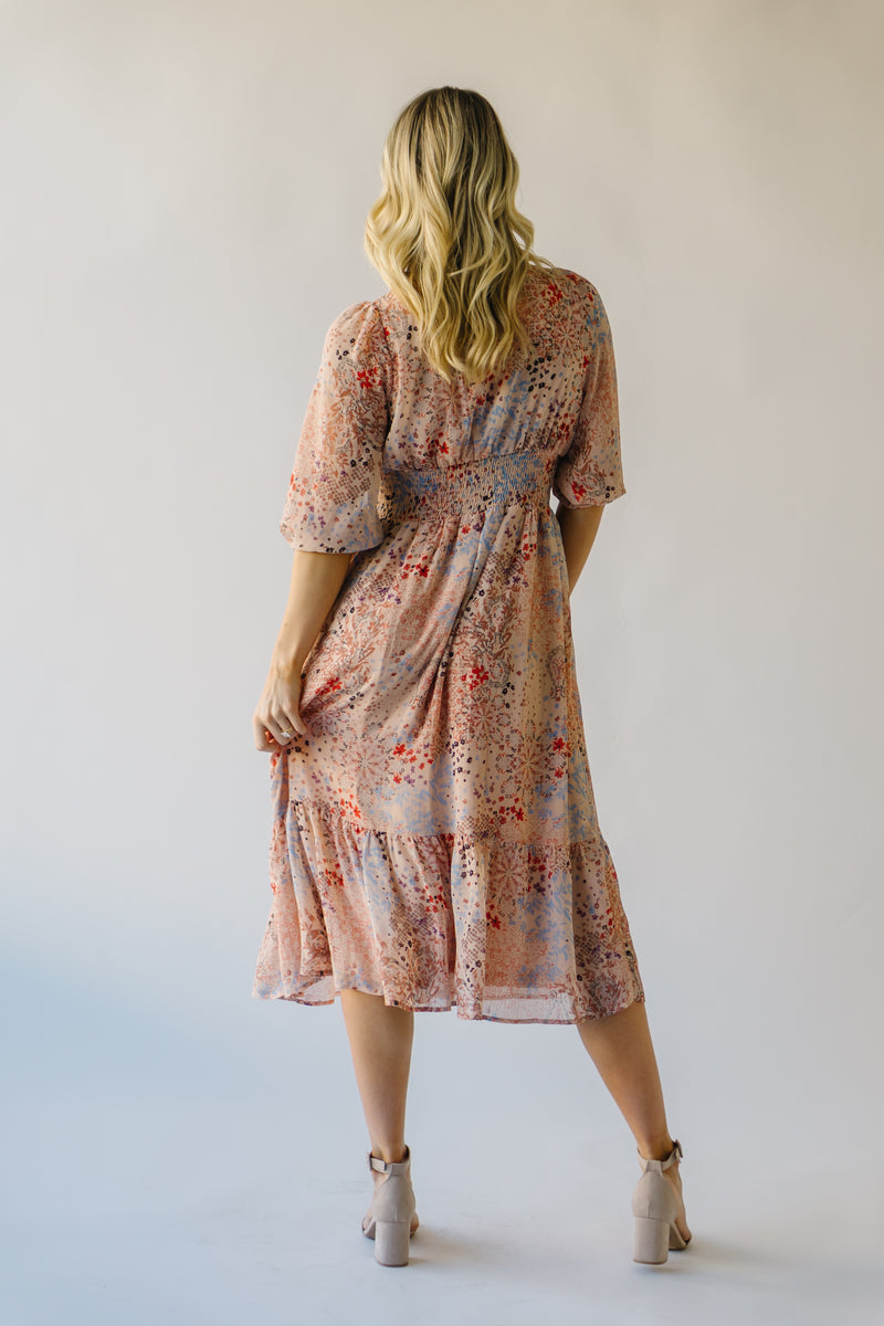 The Bremerton Floral Midi Dress in Blush