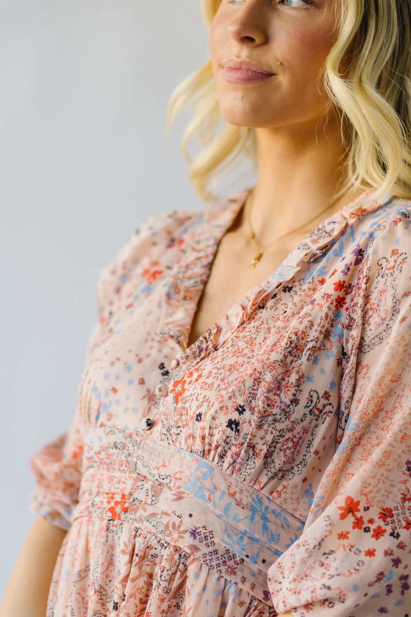 The Bremerton Floral Midi Dress in Blush