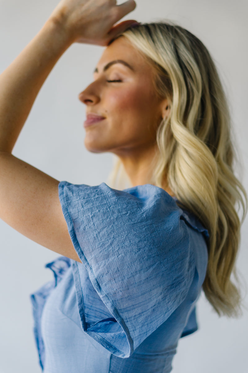 The Warwick Ruffle Detail Midi Dress in Periwinkle