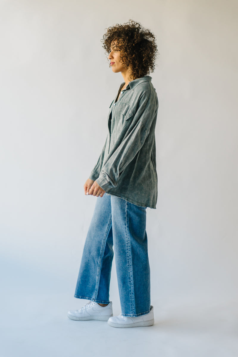 The Marysville Button-Up Blouse in Sage Green