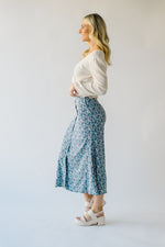 The Tiverton Floral Midi Skirt in Blue
