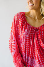 Free People: Elena Printed Top in Firey Red Combo