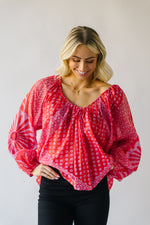 Free People: Elena Printed Top in Firey Red Combo