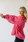 Free People: Elena Printed Top in Firey Red Combo