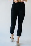 Denim: Mullins High Rise Crop Flare Jeans in Black