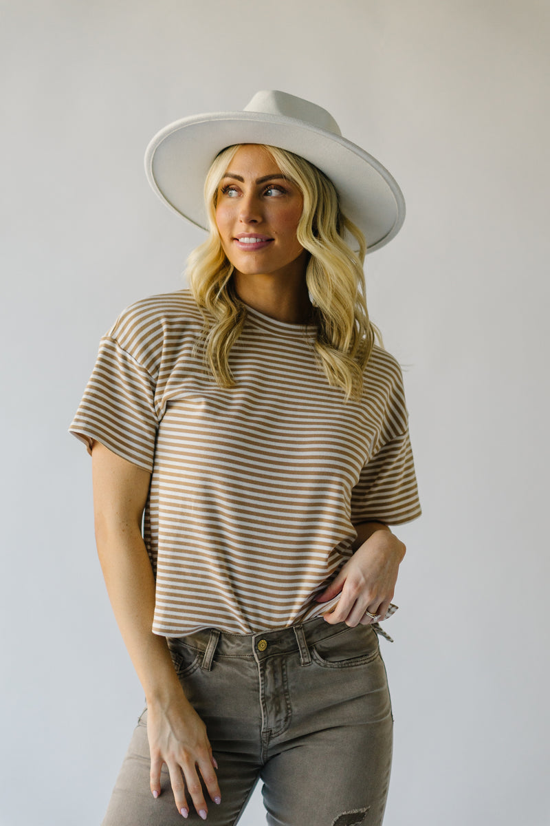 The Exter Striped Tee in Ivory + Apricot