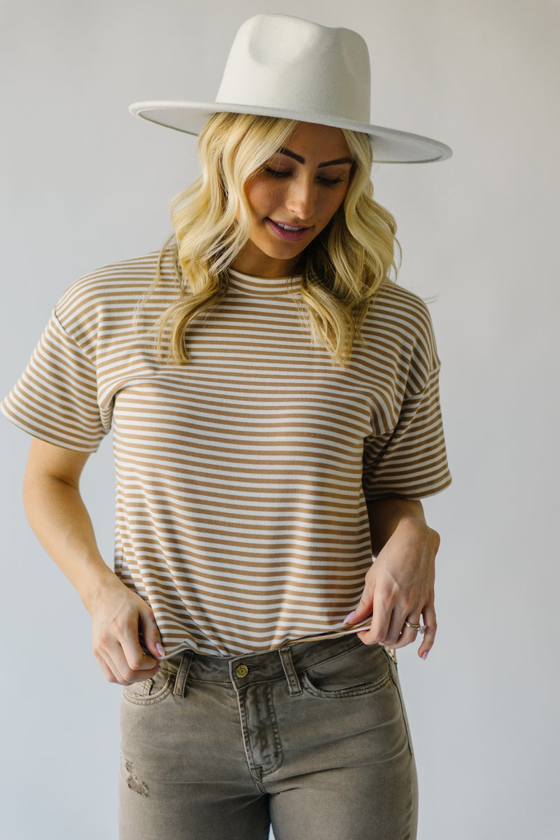 The Exter Striped Tee in Ivory + Apricot