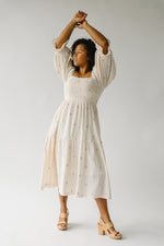 The Tommy Linen Midi Dress in Cream Floral