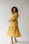 The Tommy Linen Midi Dress in Mustard Floral