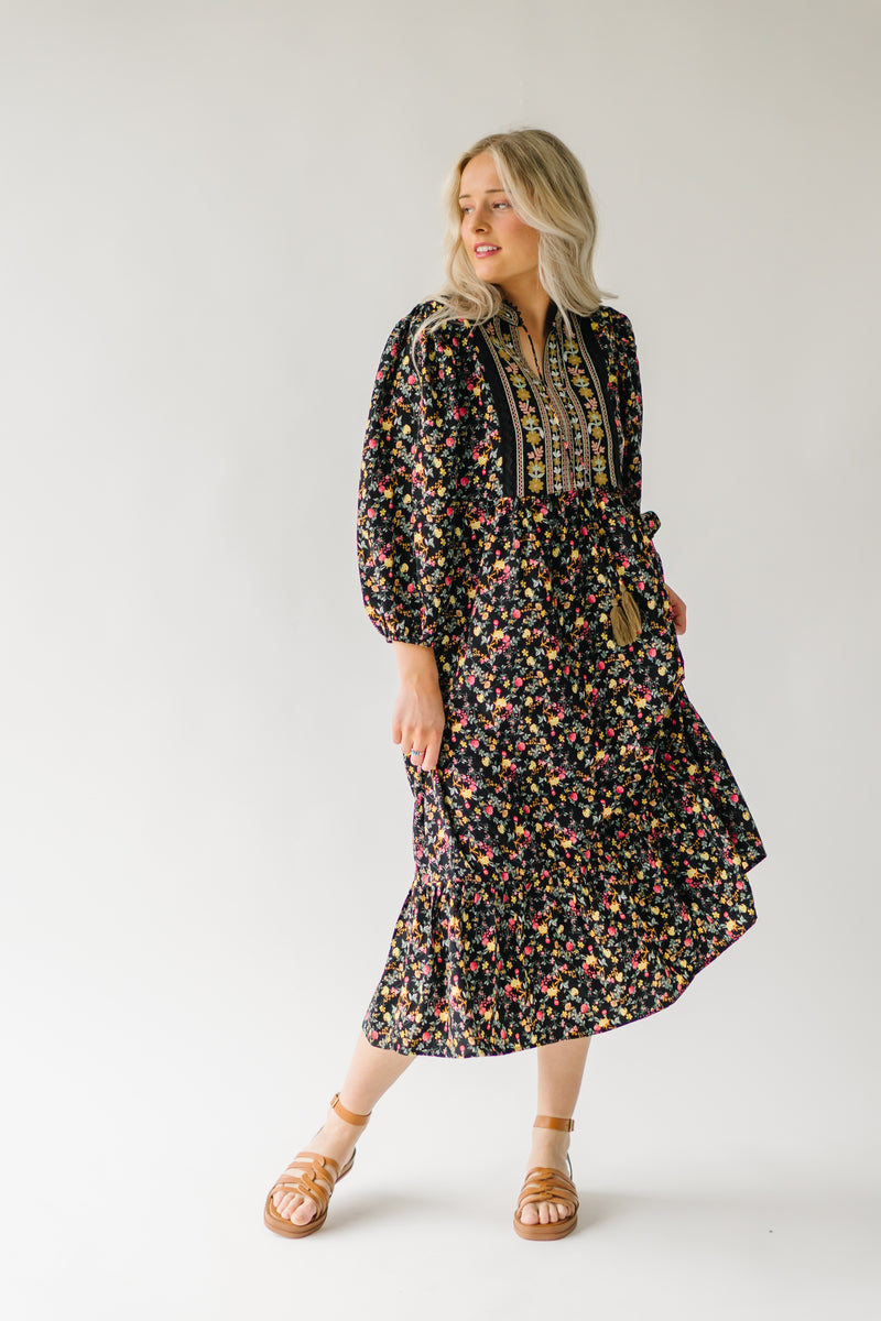 The Edmonds Patterned Dress in Black