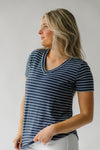The Winthrop V-Neck Tee in Navy Stripe