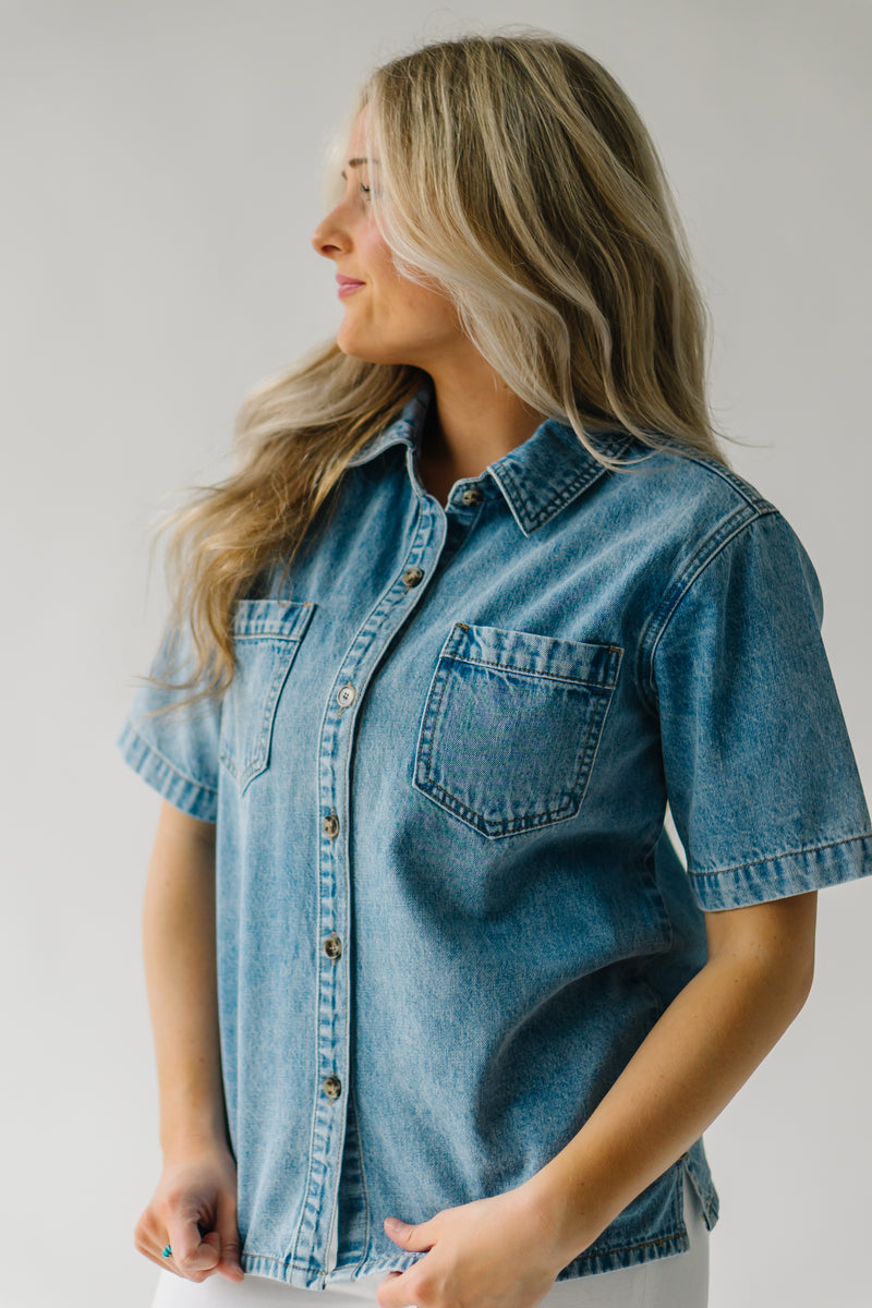 The Cassius Button-Up Blouse in Denim