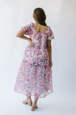The Sparrow Puff Sleeve Midi Dress in Burgundy Floral