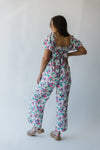 The Mackey Puff Sleeve Jumpsuit in Cream Floral