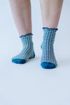 SOCKS: The Gingham Anklet Socks in Denim