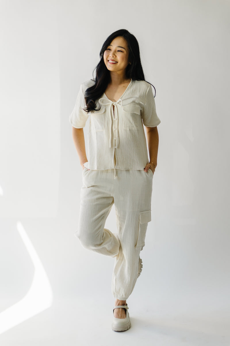 The Mariska Gauze Button Up Blouse in Cloud