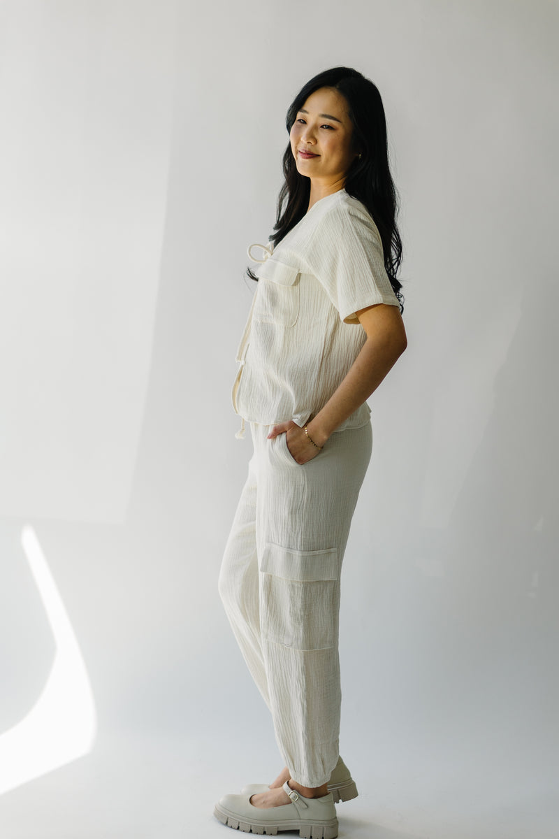 The Mariska Gauze Button Up Blouse in Cloud