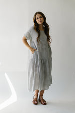 The Lamond Tiered Midi Dress in Midnight Stripe