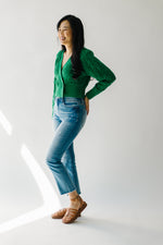 The Amira Double Breasted Cardigan in Green