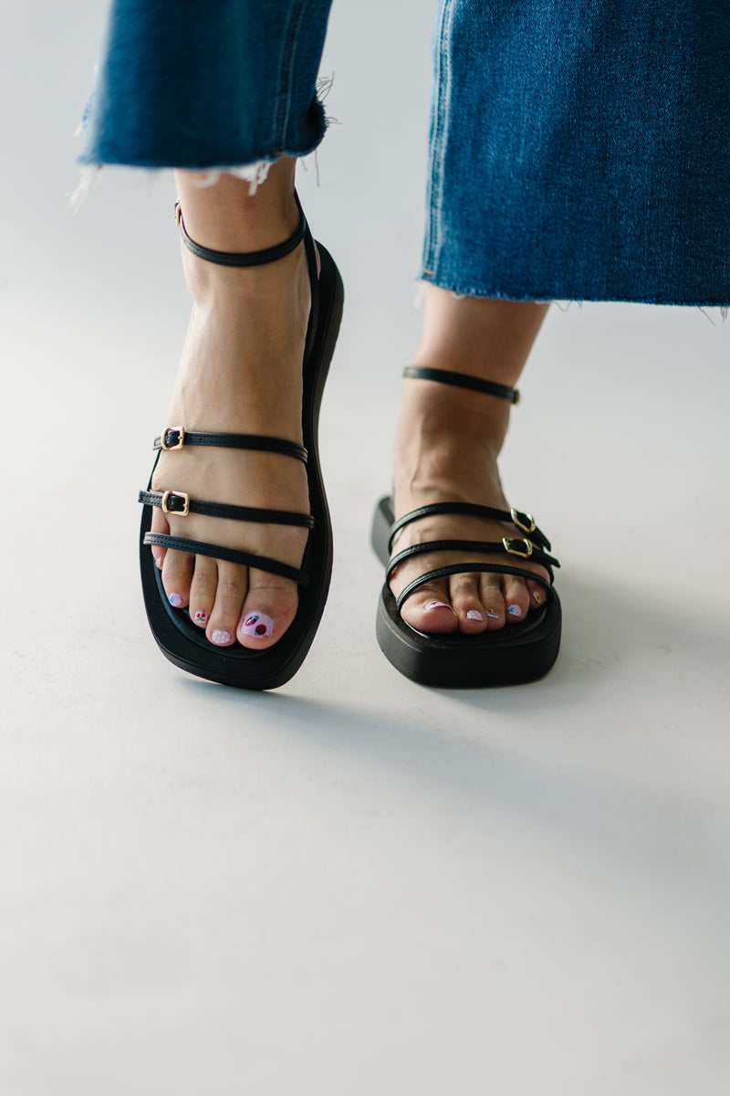 Free People: Fionna Strappy Platform Sandals in Black